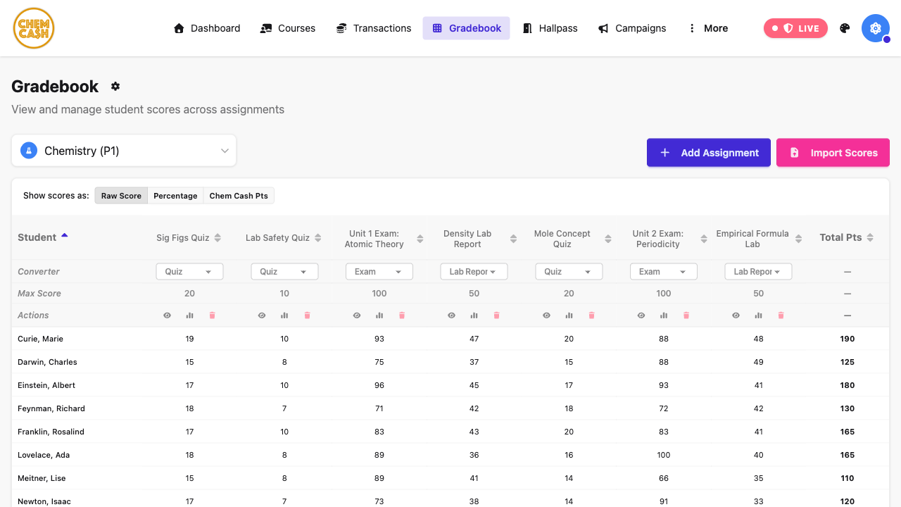 Gradebook Import screenshot
