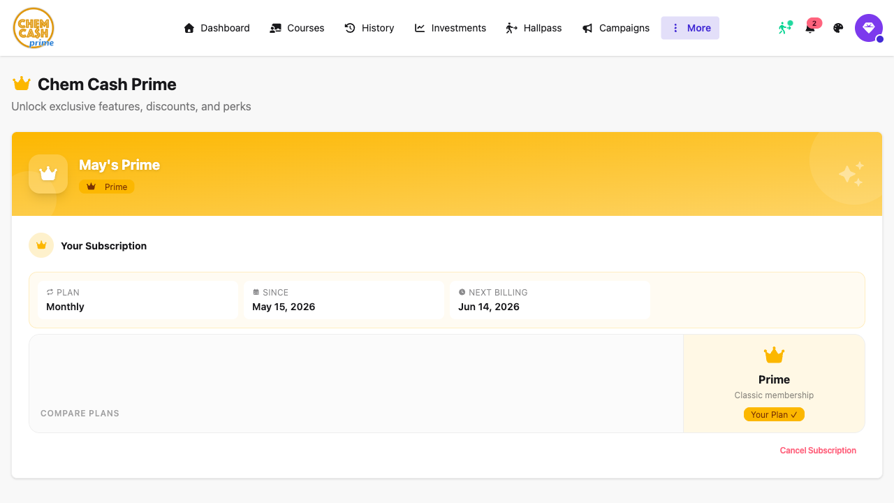 Prime Memberships screenshot