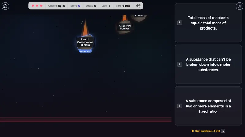 Meteors game board